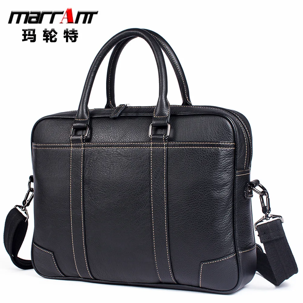 

Genuine Leather Cross Section Square Business Men Hand Briefcase Cowhide Single Shoulder Bag Male