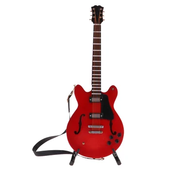 

Wooden Electric Guitar Musical Instrument Model For 1/6 Action Figures Red