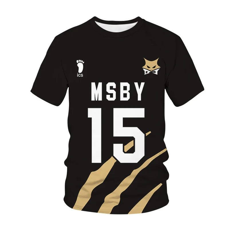 Новинка 2020 футболка с 3D принтом Аниме Haikyuu MSBY черный шакал летняя Удобная рубашка