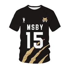 Новинка 2020 футболка с 3D принтом Аниме Haikyuu MSBY черный шакал летняя