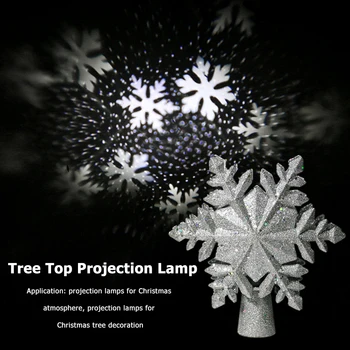 

LED Treetop Rotatable Projection Light Sequin Plastic Snowstorm Snowflake Hollow Stars Light Xmas Holiday Home Pendant Decor