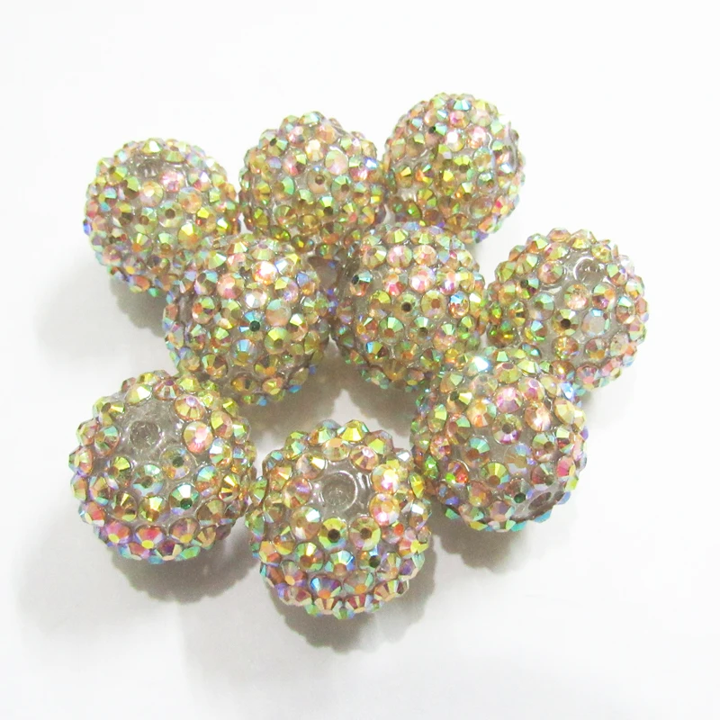 

20mm 100pcs/lot #32 Pink AB Resin Rhinestone Ball Beads,Chunky Beads For Kids Jewelry Making