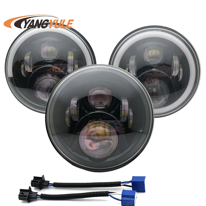 7 Inch Round LED Headlights Projection Headlight Kit for Jeep Wrangler JK TJ LJ lada niva 4x4 suzuki samurai Hummer H1 H2 | Автомобили и