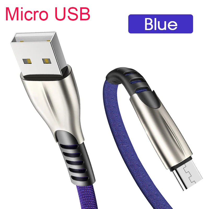 3 А 2 м micro usb кабель для huawei Honor Быстрая зарядка линия для samsung micro usb Android кабель для xiaomi Redmi телефонный кабель - Цвет: Синий