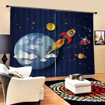 

blue star curtains cartoon curtain Luxury Blackout 3D Window Curtains For Living Room Bedroom Customized size