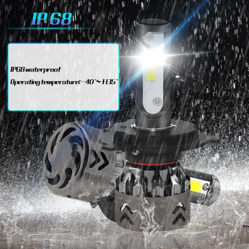2 шт./компл. высокая производительность H4 9003HB2 120W20000LM светодиодный фар комплект Hi/короче спереди и длиннее сзади) луч лампы 6000K дропшиппинг