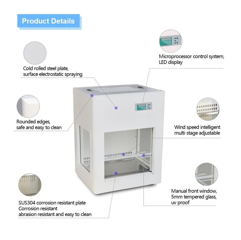 

110V/220V Fume Hood Laboratory Mini Purification Table Laminar Flow Cabinet Purify And Exhaust Harmful Gases