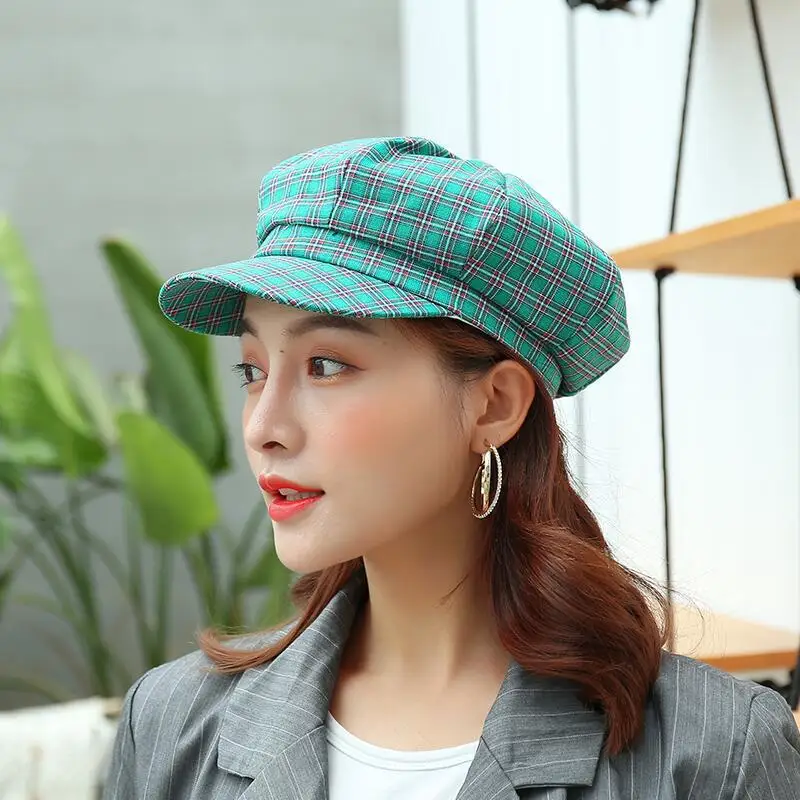 

New Style Korean-style Literature And Art Pattern Retro Octagonal Hat Men And Women Versatile Casual England Brim Hat Painter Be