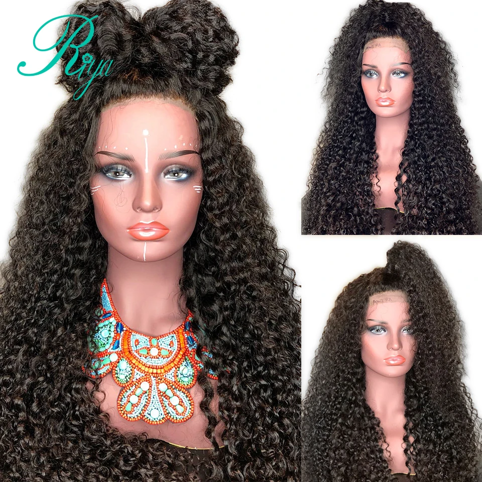 Парик из человеческих волос 13X4 с кудрявыми кружевами спереди парики для черных женщин предварительно