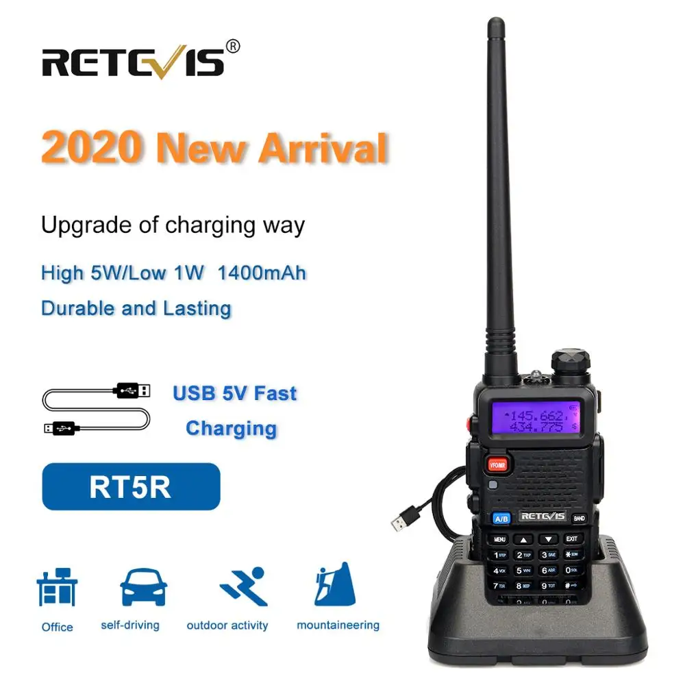 Удобная портативная рация Retevis RT5R 5 Вт USB зарядное устройство VHF UHF ЖК экран