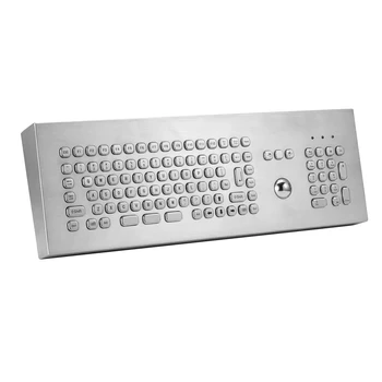 

Compact Format Stainless Steel industrial Keyboard with full keyboard functionalities,107 rounded edge keytop buttons,trackball