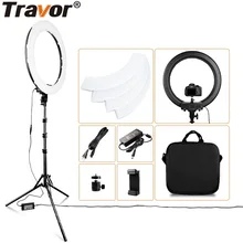 TRAVOR Ring Lamp 18 Inch LED Ring Light With Tripod Dimmable 3200K-5500K Bi-color for YouTube Live Makeup LED Round Annular Lamp