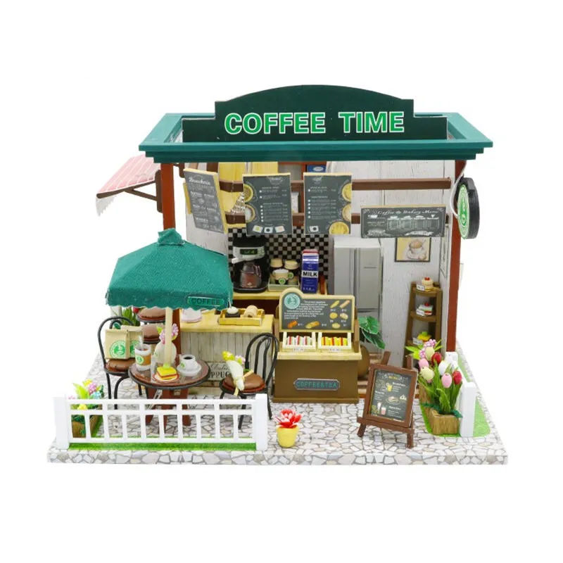 Kopen Koffie Poppenhuis Kit Diy Houten Poppenhuis 124 Poppenhuis Miniaturen Huis Accessoires Speelgoed Voor Kinderen Poppenhuis Bouwpakke