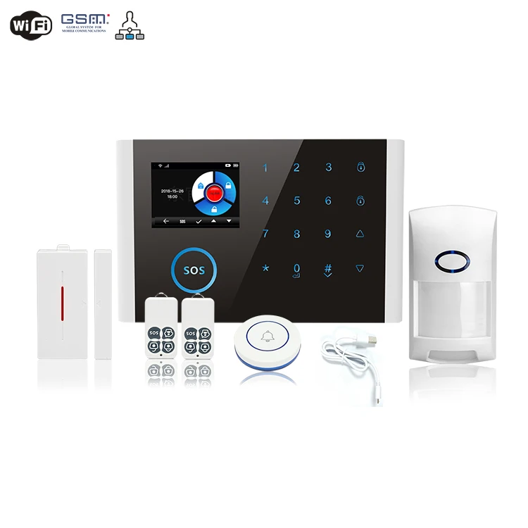 

App RFID Multi network languages wireless SIM WIFI GSM GPRS burglar alarm host doorbell Security alarm system LCD Touch Keyboard
