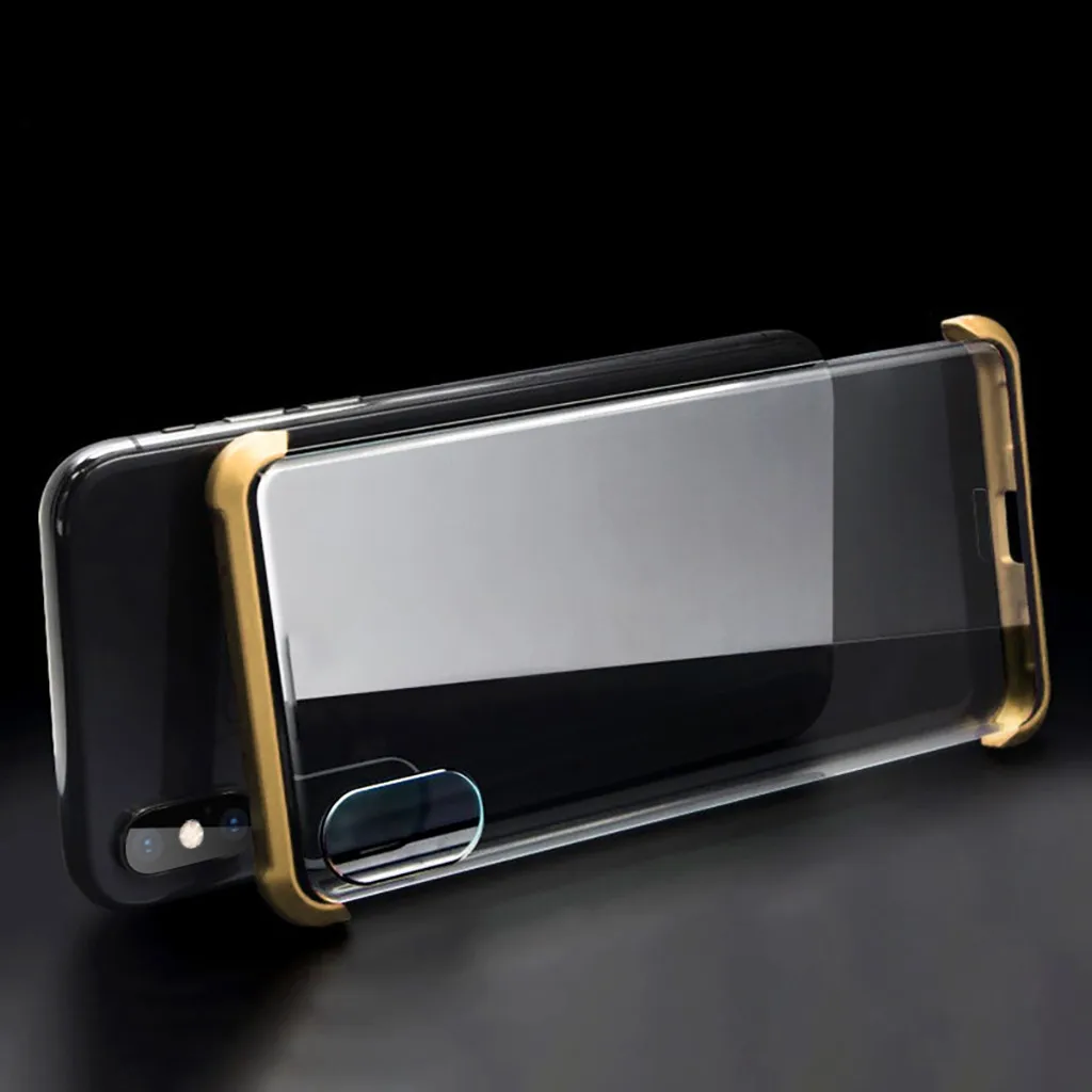 Золотой Магнитный чехол для телефона iPhone XS Max iPhone XR для iPhone7P 8P Магнитный чехол ультра тонкий прозрачный стеклянный задняя крышка# Y4 - Цвет: Золотой
