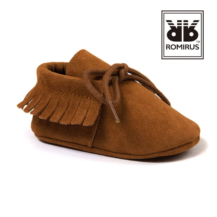 Dark brown Детские мокасины из искусственной замши для новорожденных; обувь на мягкой нескользящей подошве для малышей - Цвет: Dark brown
