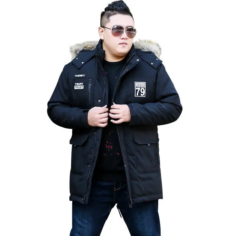 Новая модная мужская длинная стильная куртка высокого качества, мужская куртка-пуховик больших размеров, толстая внутренняя Вельветовая повседневная куртка больших размеров XL-10XL11XL12XL13XL - Цвет: balck