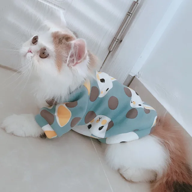 Costume de chat Sphynx imprim mignon sweat capuche chaud pour animaux de compagnie pull pour chats