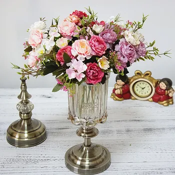 

Peony DIY Party Decoration Vintage Silk Artificial Flowers Small Rose Wedding Fake Flowers Festival Supplies Home Decor Bouquet