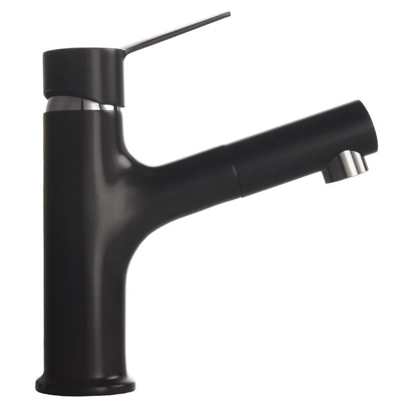 

Black Pull Out Single Lever Kitchen Sink Mixer Tap Faucet Wash Basin Bathroom Faucets Hot and Cold Water+3 pcs Hoses