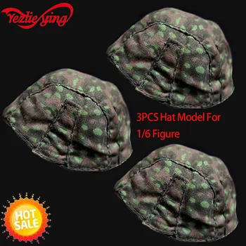 

3PCS/Set 1/6 Scale DRAGON Cover Camouflage WW2 GERMAN HELMET Solider Hat/Cap for 12" Soldier Action figure Clothes accessories
