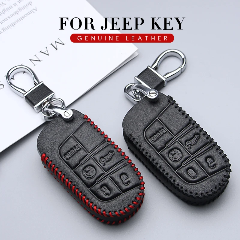 Чехол из натуральной кожи для автомобильного ключа для Jeep Liberty, патриот, Jeep Grand Cherokee и Renegade Compass, брелок для ключей, аксессуары