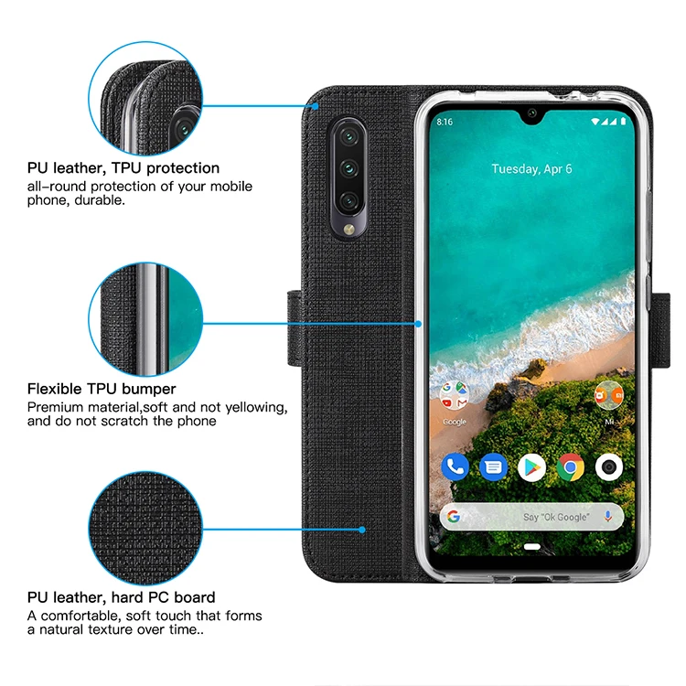 Модный кожаный чехол для Xiaomi CC9E, чехол-книжка с отделением для карт, чехол для Xiaomi CC9E