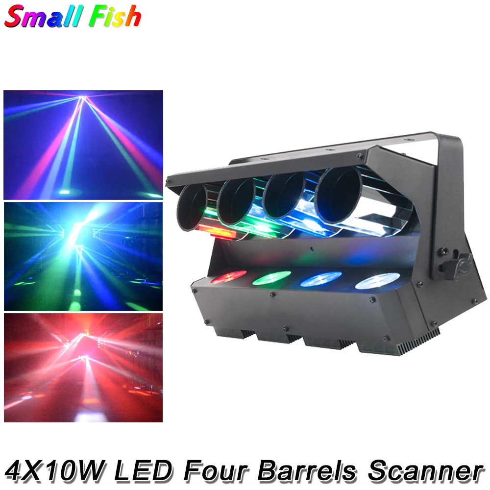 Four barrels LED Laser Scanner 4x10W RGBW 4IN1 DJ Disco Stage Lighting Projector DMX512 Party Xmas Full Color Beam Moving Ray