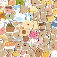 

60PCS Bear Stickers Cute Cartoon Coffee Bear Journal Stickers Girl Diary Book Mobile Phone Decoration Material