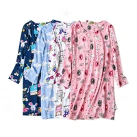 Knitted Cotton Women Plus Size Lingere Nightgown Loose Nightdress Long Sleeve Night Gown Cute Cartoon Home Dress Sexy Sleepwear