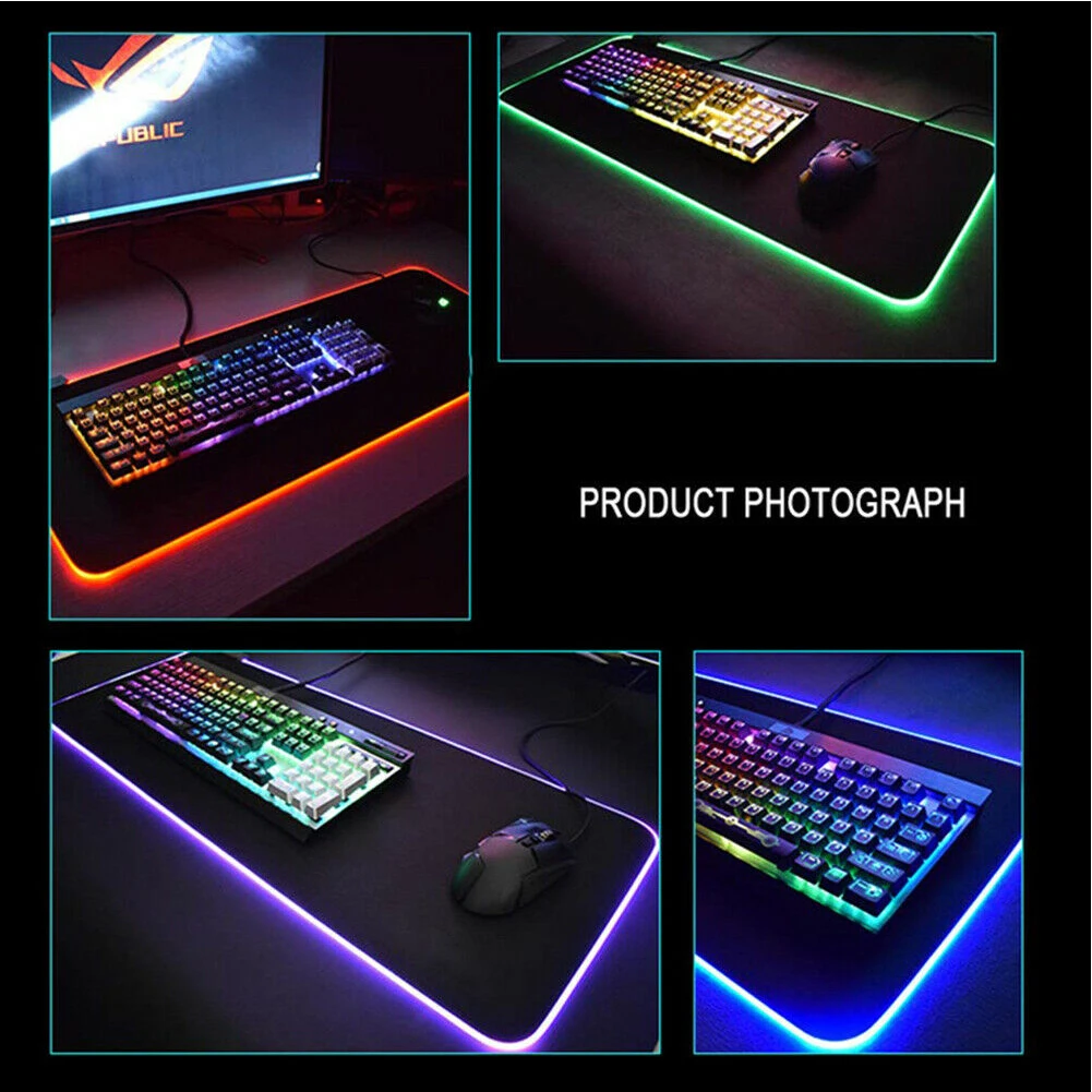 Легкая Чистка коврик для мыши домашний Гладкий RGB красочный практичный светящийся легкий игровой большой офисный коврик для ноутбука Настольный