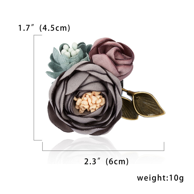 Cloth Art Pearl Fabric Flower Brooch Pin Rose Flower Bowknot Leaf Crystal Bead Cardigan Shirt Shawl Pin Coat Badge Jewelr