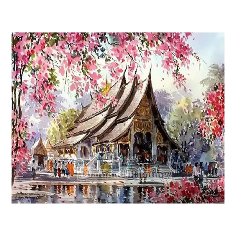 

Desire Landscape Peach House 5D Diamond Painting Cross Stitch Diamond Embroidery Needlework Full Square Drill Home Decor PT3819