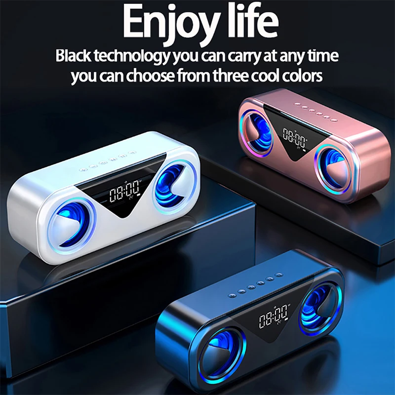 Wireless Bluetooth Speaker 4D Stereo Sound Loudspeaker Double Horns Playback Music Player Support TF card/USB drive/AUX | Электроника