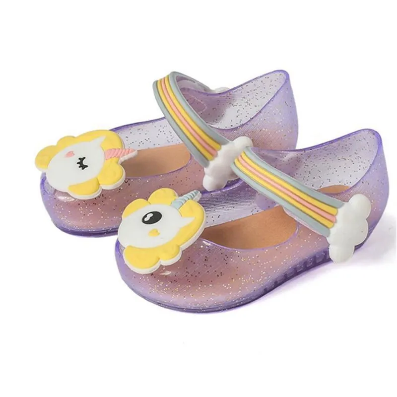 Mini Melissa/; прозрачные сандалии в виде единорога; обувь для девочек; зимняя прозрачная обувь; сандалии в стиле даргона с открытым носком для девочек; нескользящие детские сандалии для малышей