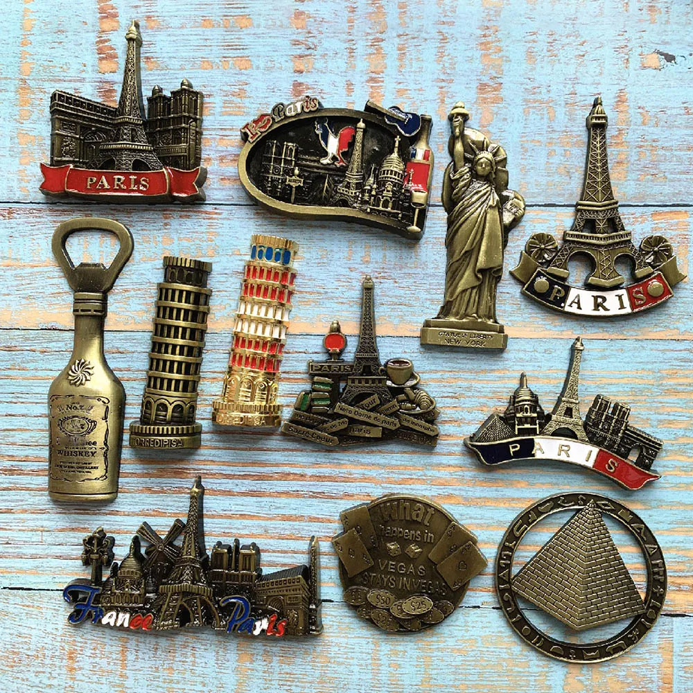 The Eiffel Tower in Paris France Europe tourist souvenirs refrigerator magnet metal 3d fridge magnets collection