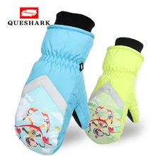 Зимние Детские лыжные перчатки для мальчиков и девочек, теплые лыжные варежки для сноуборда, противоскользящие водонепроницаемые хлопковые спортивные перчатки