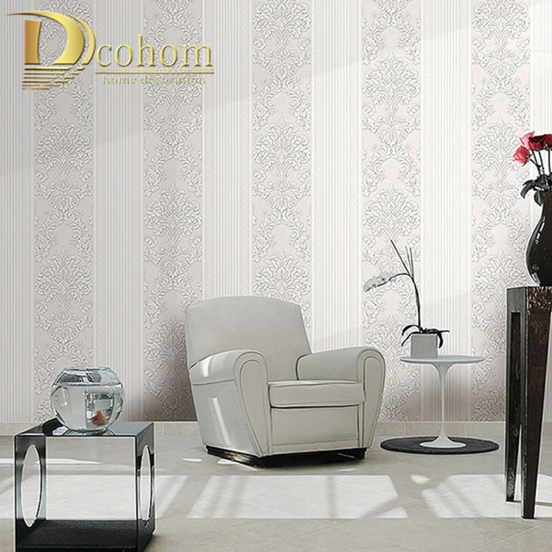 

European Damascus Floral Wallpaper for Walls 3D Textured Flooring Stripes Wall Paper Living Room Bedroom Decoration