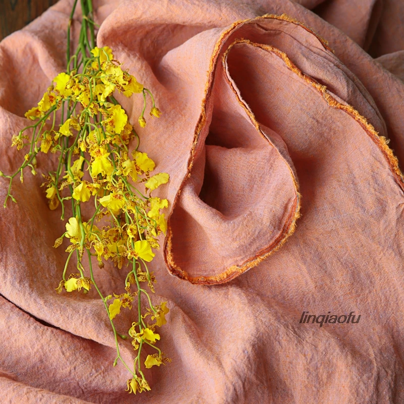 

High-end yarn-dyed pure linen solid color fabric pants shirt fabric High-end clothing linen fabric