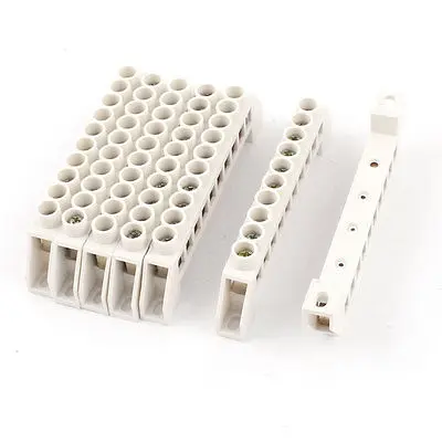 

White Plastic Single Row 10 Position Wire Connector Screw Terminal Block 7pcs