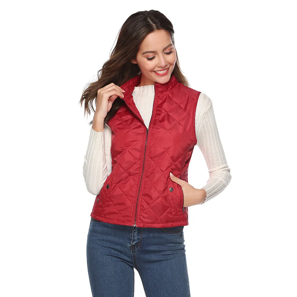 Jaycosin 2019 Winter Warm Casual Leisure Waistcoat Coat Women Thick Solid Color Jackets Comfortable Sleeveless Jacket Coat 31#4