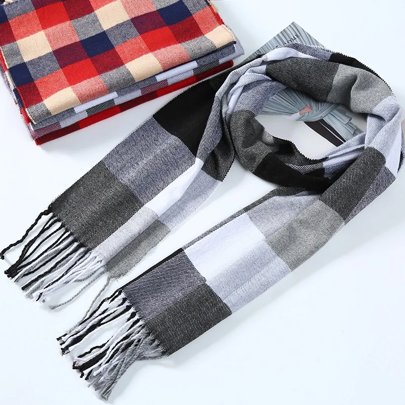

Newest 30cm*175cm Men Fashion Design Scarves Men Winter Wool Knitted Cashmere Scarf Couple's High Quality Thick Warm Long Scarf