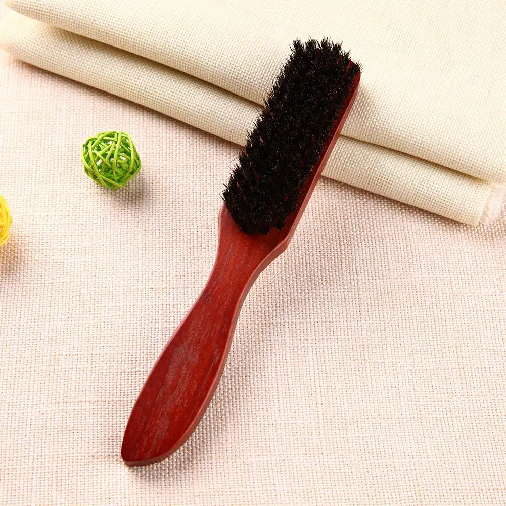 Jabalí Natural cepillo barba cerdas de madera maciza masaje negro cepillo para el pelo con cerdas de jabalí de madera curvada hombres afeitado barba bigote de cepillo