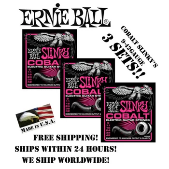 

3 Packs! Ernie Ball Cobalt Super Slinky 2723 Electric Guitar Strings Set, .009 - .042