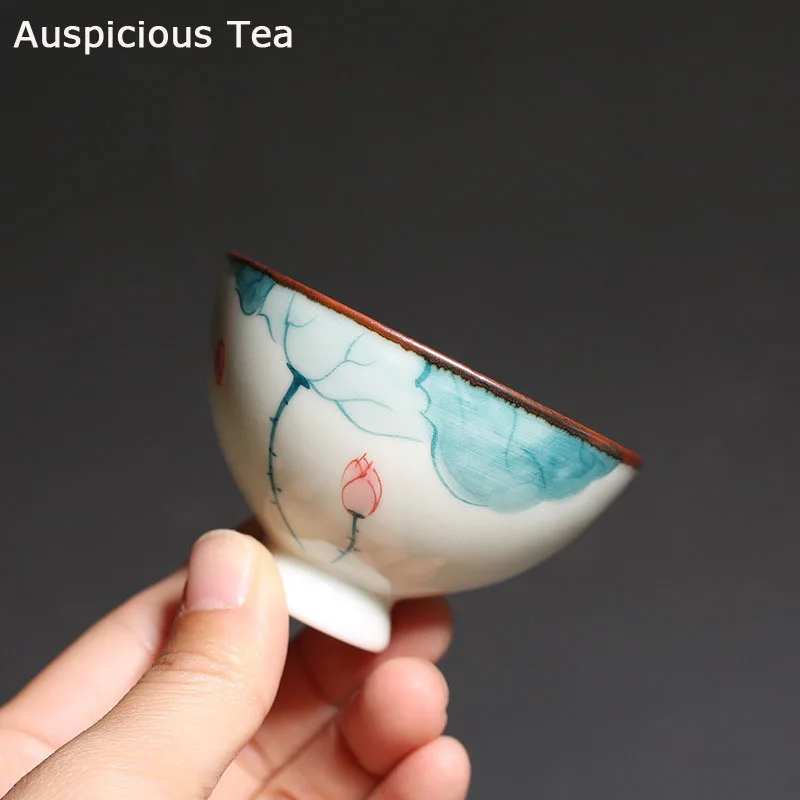 Vintage Keramik Teetasse Persönliche Meditation Tasse Hand Gemalt Lotus Tee Schüssel Master Tasse Handgemachte Boutique Tee-Set Zubehör