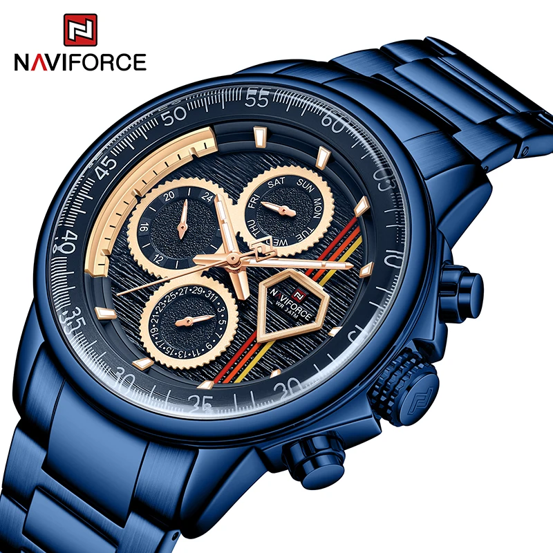 NAVIFORCE Luxury Brand Men Watch Military Sport Wrist Watches Mens Businees Steel Strap Waterproof Clock Male Relogio Masculino | Наручные