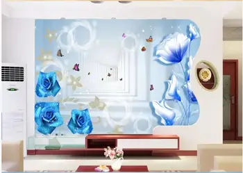 

Custom photo wallpapers for walls 3 d murals blue rose flower mural background picture background wall papers home decoration