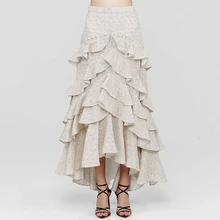 Волнистые асимметричные юбки с оборками Женские с высокой талией Асимметричные Женская плиссированная юбка Осенняя модная новая одежда L733