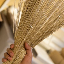 

Hot 1Pcs 2x1M Shiny Fringe String Curtain Tassel Flash Silver Line String Curtain Window Room Divider Fly Screen Door Hanging