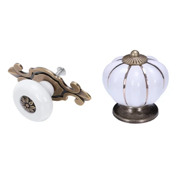 

2 Set Ceramic Door Drawer Cupboard Handle Pull Knobs Bronze Zine Alloy Base